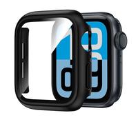 Kamita Waterproof Case for Apple Watch Serie SE 3/SE 2/SE/6/5/4 44mm with Tempered Glass Screen Protector Film, Hard PC Bumper Cases Full Coverage Protective Cover for iWatch6/iWatch5/iWatch4 (Black)