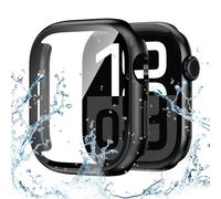 Kamita Waterproof Case for Apple Watch Series 11/Series 10 42mm with Built-in Tempered Glass Screen Protector Film, Hard PC Bumper Cases Full Coverage Protective Cover for iWatch11/iWatch10 (Black)