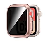 Kamita Waterproof Privacy Screen Protector Case for Apple Watch SE 3/SE 2/SE/6/5/4 44mm, Hard PC Bumper Cases with Anti-Spy Tempered Glass Film, Full-Body Protective Cover for iWatch 44 (Rosegold)