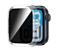 Kamita Waterproof Privacy Screen Protector Case for Apple Watch Serie SE 3/SE 2/SE/6/5/4 40mm, Hard PC Bumper Cases with Anti-Spy Tempered Glass Film, Full-Body Protective Cover for iWatch 40 (Clear)