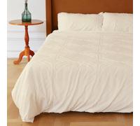 KAMJUNTAR Queen Size Bedding Sets 3 Pcs 230 x 230 cm Brushed Cotton Duvet Cover Set Boho Bedding Queensize Soft Brushed Microfiber Quilt Cover with 2 Pillow Shams, Beige