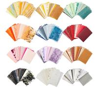 KAMJUNTAR Scrapbook Paper 208 Sheets 12 Color A7 Scrapbooking Supplies Kit Mixed Textured Papers and Mesh Fabric Assorted Set Decoupage Paper Kit for DIY Bullet Journal Junk Supplies