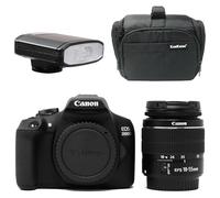 KamKorda Camera Bag + Flash + 2000D DSLR Camera + 18-55 III Lens Black, 24.1MP APS-C CMOS Sensor, Built-In Wi-Fi with NFC + 2 Year Warranty