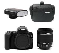 KamKorda Camera Bag + Flash + 250D DSLR Camera + 18-55 3.5 III Lens Black, 24.1 megapixels, APS-C / 22.3 x 14.9 mm CMOS sensor, Built-in WiFi/Bluetooth + 2 Year Warranty