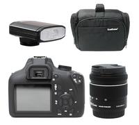 KamKorda Camera Bag + Flash + 4000D DSLR Camera + 18-55 III Lens Black, 18MP APS-C Sensor, Full HD Video Recording + 2 Year Warranty