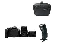 KamKorda Camera Bag + Flash + R10 Mirrorless Camera + RF-S 18-45 f/4.5-6.3 IS STM + R Adapter, 24.2MP APS-C CMOS Sensor, 4K Video + 2 Year Warranty
