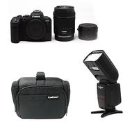 KamKorda Camera Bag + Flash + R6 Mark II Mirrorless Digital Camera Body + RF 24-105 f/4-7.1 IS STM Lens + R Mount Adapter, 24.2MP Full-Frame CMOS Sensor, 4K60 10-Bit Internal Video + 2 Year Warranty