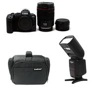 KamKorda Camera Bag + Flash + R6 Mark II Mirrorless Digital Camera Body + RF 24-105 f/4L Lens + R Mount Adapter, 24.2MP Full-Frame CMOS Sensor, 4K60 10-Bit Internal Video + 2 Year Warranty