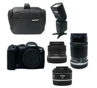 KamKorda Camera Bag + Flash + R7 Mirrorless Camera + RF-S 18-45mm + RF-S 55-210mm + RF 50mm f/1.8 STM lenses, 32.5MP APS-C CMOS Sensor, 4K60 10-Bit Video + 2 Year Warranty