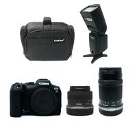 KamKorda Camera Bag + Flash + R7 Mirrorless Camera + RF-S 18-45mm + RF-S 55-210mm STM lens, 32.5MP APS-C CMOS Sensor, 4K60 10-Bit Video + 2 Year Warranty