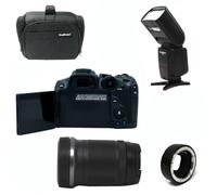 KamKorda Camera Bag+Flash + R7 Mirrorless Digital Camera Body, RF 18-150mm lens, Adapter, 32.5MP APS-C CMOS Sensor, 4K60 10-Bit Video + 2 Year Warranty