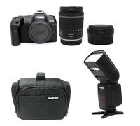 KamKorda Camera Bag + Flash + R8 Mirrorless Digital Camera Body + Adapter + RF 24-105mm f/4-7.1 IS STM Lens, 32.5MP APS-C CMOS Sensor, 4K60 10-Bit Video + 2 Year Warranty