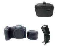KamKorda Camera Bag + Flash + R8 Mirrorless Digital Camera Body with Adapter 32.5MP APS-C CMOS Sensor, 4K60 10-Bit Video + 2 Year Warranty