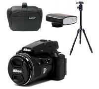 KamKorda Camera Bag + Flash + Tripod + P950 4K Digital Compact Camera, 16MP 1/2.3" BSI CMOS Sensor, 83x Optical Zoom Lens, Dual Detect Optical Vibration Reduction, Built-In Wi-Fi and Bluetooth