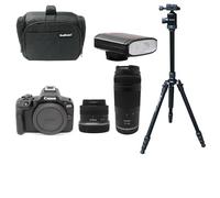 KamKorda Camera Bag + Flash + Tripod + R50 Mirrorless Camera + RF-S 18-45mm + RF 75-300mm f/4-5.6 lenses, 24.2MP APS-C CMOS Sensor, UHD 4K Video + 2 Year Warranty