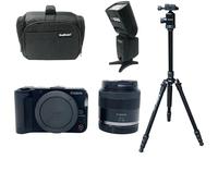 KamKorda Camera Bag + Flash + Tripod + R50 V Mirrorless Digital Camera Body + RF-S 14-30mm f/4-6.3 IS STM PZ Lens for Content Creators and Vloggers, 24.2MP APS-C CMOS Sensor + 2 Year Warranty