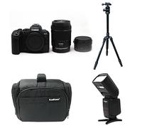 KamKorda Camera Bag + Flash + Tripod + R6 Mark II Mirrorless Digital Camera Body + RF 24-105 f/4-7.1 IS STM Lens + R Mount Adapter, 24.2MP Full-Frame CMOS Sensor, 4K Video + 2 Year Warranty