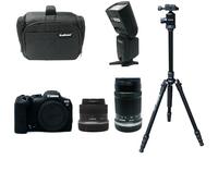 KamKorda Camera Bag + Flash + Tripod + R7 Mirrorless Camera + RF-S 18-45mm + RF-S 55-210mm STM lens, 32.5MP APS-C CMOS Sensor, 4K60 10-Bit Video + 2 Year Warranty