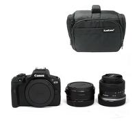 KamKorda Camera Bag + R Mount Adapter + R100 Mirrorless Camera + RF-S 18-45 f/4.5-6.3 IS STM Lens, 24.1MP APS-C CMOS Sensor, 4K Video + 2 Year Warranty