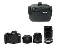 KamKorda Camera Bag + R Mount Adapter + R100 Mirrorless Camera + RF-S 18-45 f/4.5-6.3 IS STM + RF-S 55-210mm f/5-7.1 IS STM Lens, 24.1MP APS-C CMOS Sensor, 4K Video + 2 Year Warranty