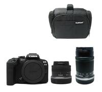 KamKorda Camera Bag + R10 Mirrorless Camera + RF-S 18-45mm + RF-S 55-210mm STM lenses, 24.2MP APS-C CMOS Sensor, 4K Video + 2 Year Warranty