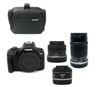 KamKorda Camera Bag + R100 Mirrorless Camera + RF-S 18-45mm + RF-S 55-210mm + RF 50mm f/1.8 STM lenses, 24.1MP APS-C CMOS Sensor, 4K Video + 2 Year Warranty