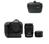 KamKorda Camera Bag + R3 Mirrorless Digital Camera + Adapter +RF 24-105mm f/4-7.1 24MP Full Frame CMOS Sensor, DIGIC X Image Processor, 0 Bit Internal Video Vertical Grip