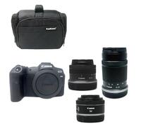 KamKorda Camera Bag + R8 Mirrorless Digital Camera Body + RF-S 18-45mm + RF-S 55-210mm + RF 50mm STM lens, 32.5MP APS-C CMOS Sensor, 4K60 10-Bit Video + 2 Year Warranty
