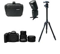 KamKorda Camera Bag + Tripod + Flash + R10 Mirrorless Camera + RF-S 18-45 f/4.5-6.3 IS STM + R Adapter, 24.2MP APS-C CMOS Sensor, 4K Video + 2 Year Warranty