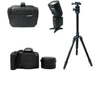 KamKorda Camera Bag + Tripod + Flash + R10 Mirrorless Digital Camera Body + R Adapter, 24.2MP APS-C CMOS Sensor, 4K Video + 2 Year Warranty