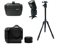 KamKorda Camera Bag + Tripod + Flash + R3 Mirrorless Digital Camera + Adapter ] 24MP Full Frame CMOS Sensor, DIGIC X Image Processor 6K60 Raw 4K120 10Bit Internal Video Vertical Grip