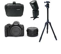 KamKorda Camera Bag + Tripod + Flash + R50 Mirrorless Digital Camera Body Black, 24.2MP APS-C CMOS Sensor, UHD 4K Video + 2 Year Warranty