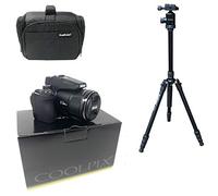 KamKorda Camera Bag + Tripod + P950 4K Digital Compact Camera, 16MP 1/2.3" BSI CMOS Sensor, 83x Optical Zoom Lens, Dual Detect Optical Vibration Reduction, Built-In Wi-Fi and Bluetooth