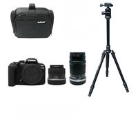 KamKorda Camera Bag + Tripod + R10 Mirrorless Camera + RF-S 18-45mm + RF-S 55-210mm STM lenses, 24.2MP APS-C CMOS Sensor, 4K Video + 2 Year Warranty