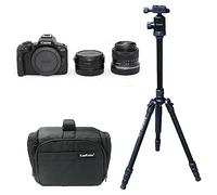 KamKorda Camera Bag + Tripod + R50 Mirrorless Digital Camera Body Black + RF-S 18-45 f/4.5-6.3 IS STM + Adapter, 24.2MP APS-C CMOS Sensor, UHD 4K Video + 2 Year Warranty