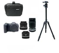 KamKorda Camera Bag + Tripod + R8 Mirrorless Digital Camera Body + RF-S 18-45mm + RF-S 55-210mm + RF 50mm STM lens, 32.5MP APS-C CMOS Sensor, 4K60 10-Bit Video + 2 Year Warranty