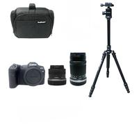 KamKorda Camera Bag + Tripod + R8 Mirrorless Digital Camera Body + RF-S 18-45mm + RF-S 55-210mm STM lens, 32.5MP APS-C CMOS Sensor, 4K60 10-Bit Video + 2 Year Warranty