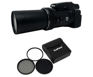 KamKorda Lens Filter Kit 77mm with P1100 4K Digital Compact Camera 16MP 1/2.3" BSI CMOS Sensor 125x Optical Zoom Lens Dual Detect Optical Vibration Reduction with Built-In Wi-Fi and Bluetooth
