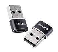 KamKorda USB A to USB C Adapter 2 Pack, Type C to USB Converter, Male to Female Adaptor, 5Gbps High Speed Data Transfer, Compact Zinc Alloy, Black