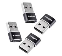 KamKorda USB A to USB C Adapter 4 Pack, Type C to USB Converter, Male to Female Adaptor, 5Gbps High Speed Data Transfer, Compact Zinc Alloy, Black