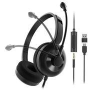 KAMLO Headset Wired Headsets with Mic for Work,Over-Ear Headset with Mute Option & in-Line Controls，Multi-Platform Compatibility for Video Meetings/Skype Chat/Online Courses/Telephone Conferencing