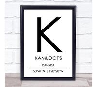 Kamloops Canada Coordinates World City Travel Quote Wall Art Print