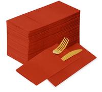KAMMAK Dinner Napkins Disposbale Terracotta and Orange Cloth Like Paper Napkins with Pocket 100 Pack Wedding Reception Guest Hand Towel for Party Decoration, Bathroon, Kitchen (16.5 x 16.5 inch)