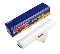 KAMMAK Plastic Wrap for Food with Slide Cutter Cling Wrap Professional Polyethylene Materials BPA Free Kitchen Quick Cut Food Service Film(12 IN*750 SQ FT)