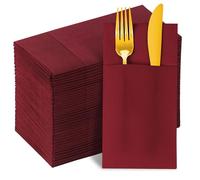 KAMMAK Wine Red Cloth Like Paper Dinner Napkins 100 Pack Folded With Pocket Guest Hand Towels For Party Reception, Bathroom, Kitchen, Restaurants (15.7 x 16.5 inch)