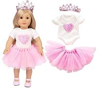 Kamndex 18 Inch Doll Clothes and Accessories Party Dress Fashion Outfits for Our Generation American Girls Doll Birthday Gifts for Kids Girls (Shoes are not included) (pink dress)