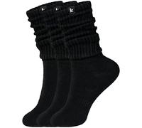Kamo Fitness Cozy Socks 3-Pair Pack - Scrunch Long Crew Socks for Women, Soft & Breathable Boot and Slouch Socks, Size 5-9, Black, One size