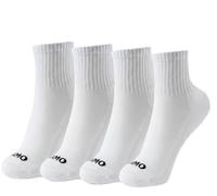 Kamo Fitness Daily 4-Pack - Women's Ankle Socks, Athletic Half Crew, Cotton Mid-Calf, Cushioned Sole, Seamless Toe, Size 5-9, White, One size