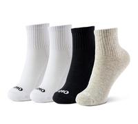 Kamo Fitness Daily 4-Pack - Women's Ankle Socks, Athletic Half Crew, Cotton Mid-Calf, Cushioned Sole, Seamless Toe, Size 5-9