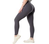 Kamo Fitness High Waisted Yoga Pants 25" Inseam Serenity Leggings No Front Seam Soft Workout Tights, Magnet Grey, Medium